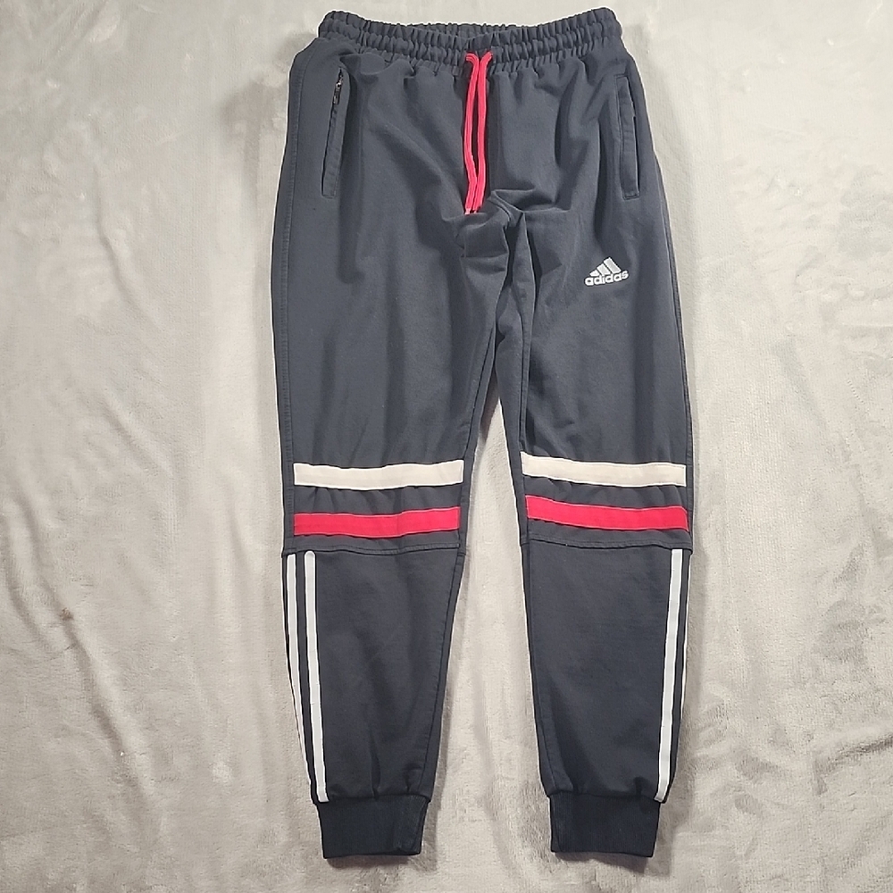 Adidas Black and Red Track Pants with Jogger Style